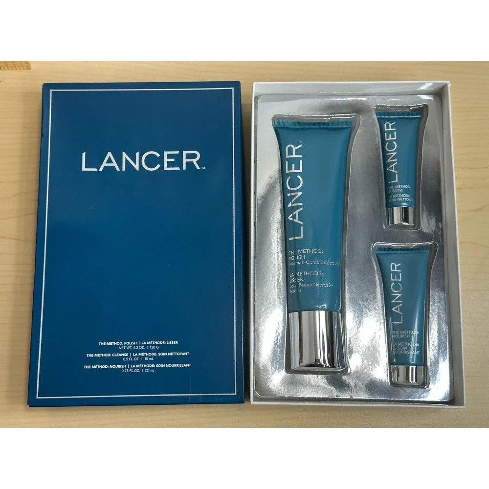 Lancer The Method 3 Step Polish, Cleanse & Nourish 3 Piece Kit New